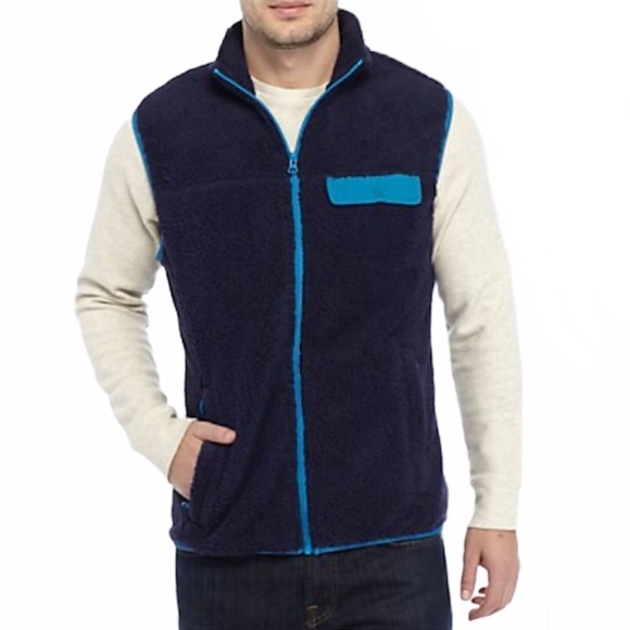 Ocean + Coast NWT Men’s Navy Fleece Vest With Pockets L - Picture 1 of 13